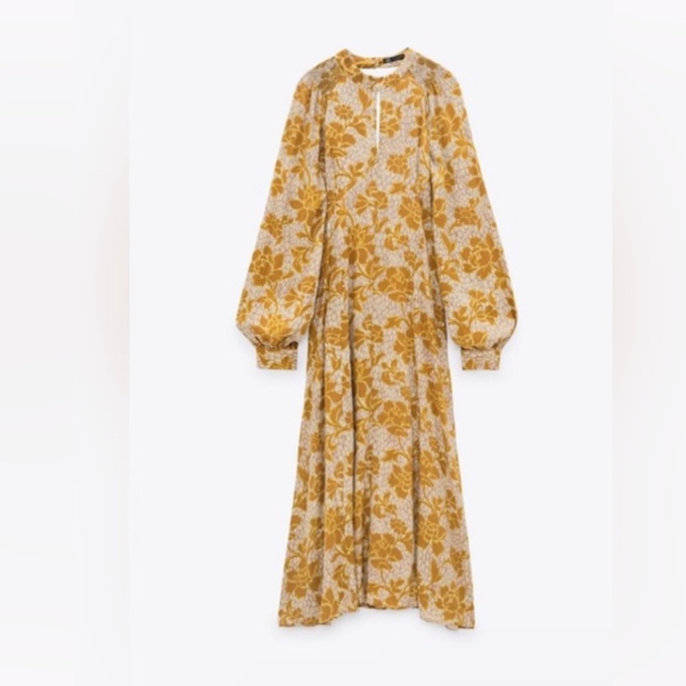 NWT Zara Floral Open Back Midi Dress - Picture 7 of 15